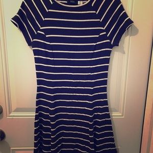 Blue and white striped dress